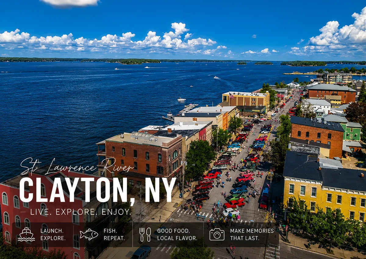 View of the town of Clayton NY