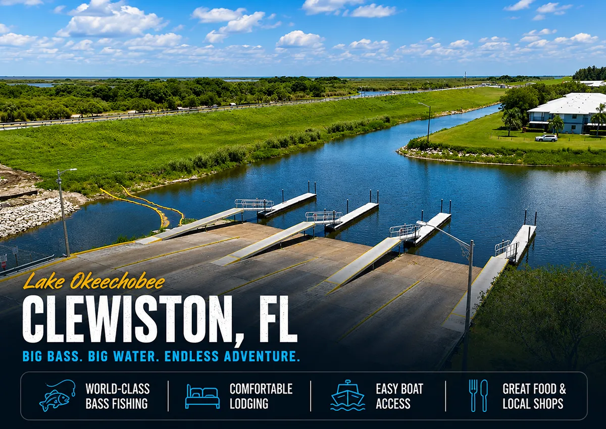 Clewiston City Boat Ramps and Lake Okeechobee access in Clewiston, Florida.