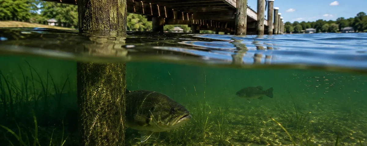 Patterning largemouth bass on docks by fishing the most productive depth